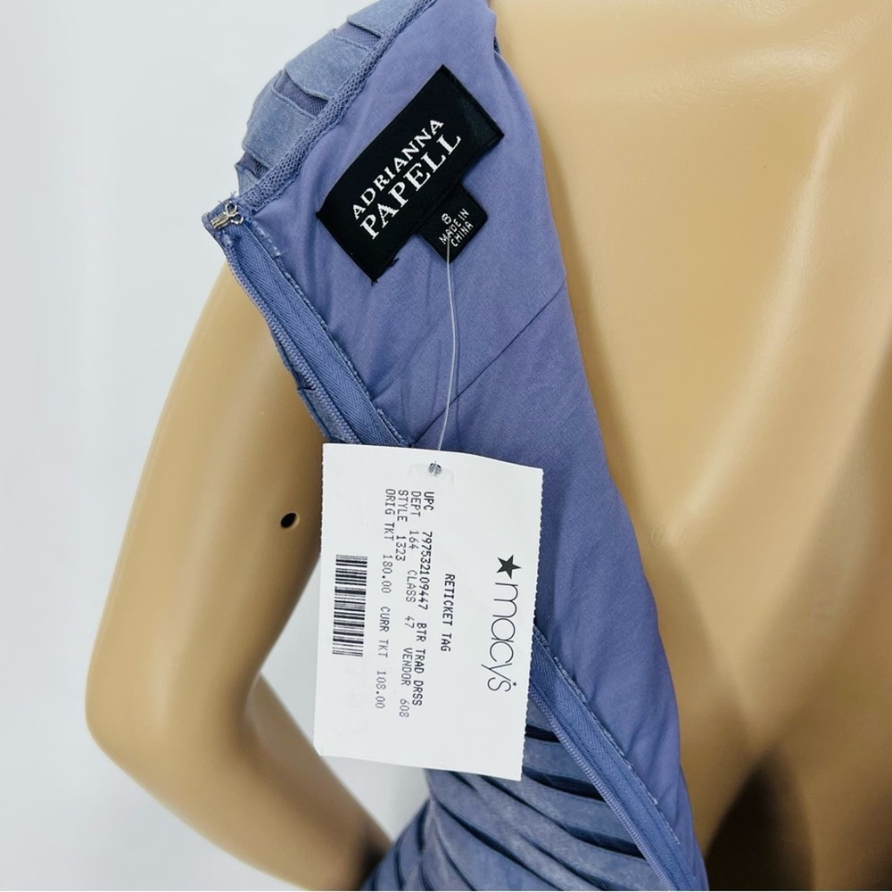 Adrianna Papell Blue Gray Metallic Ruffle Dress - Picture 12 of 15